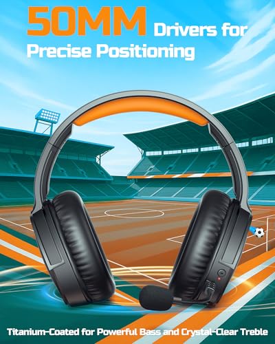 BINNUNE Wireless Gaming Headset — 2.4GHz Low-Latency USB Dongle + Bluetooth, 50mm Drivers 7.1 Surround, Noise-Cancelling Mic, 40H Battery — Over Ear Wireless Headphones for PS5, PC, Laptop, Orange - color: Orange