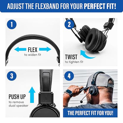 Blue Tiger Elite Ultimate 2-in-1 Bluetooth Headset - Dual & Single Ear | 2-in-1 Mono to Dual Headset with mic, wireless noise cancelling, high-fidelity sound, 60-hour talk time, USB-C, Bluetooth 5.2