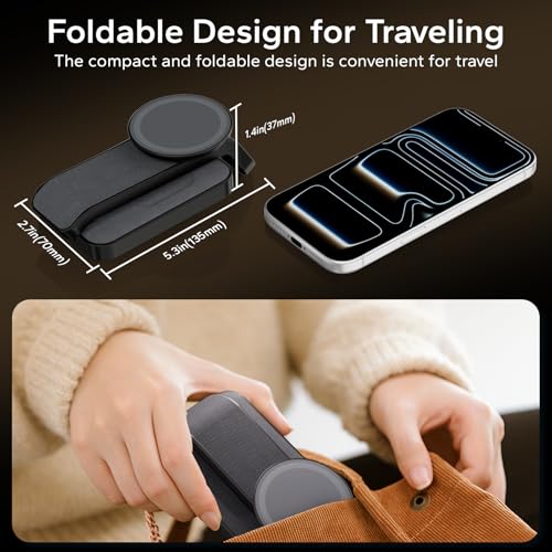 Eazpower 3 in 1 Foldable Wireless Charging Station for MagSafe, Nightstand Magnetic Charger Stand for iPhone 17 16 15 14 Pro Max, Travel Charging Dock with Night Light for Apple Watch/AirPods (Black) - color: Black