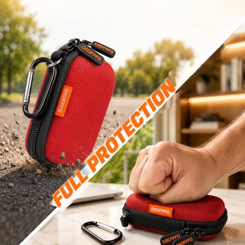 Mini Small Hard Shell Earbud Case, Red Rectangle Carrying Zipper IEMs Pouch | for Apple Airpods, Earpods, Samsung Galaxy Buds, Wired Wireless Earbuds, Earplugs, In Ear Monitor, USB Cable, Flash Drive - color: Red