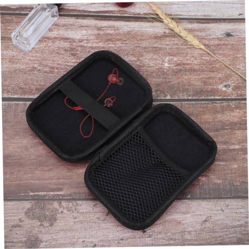 Tofficu 2pcs Eva Storage Box for Headphones Earphones Mini Camera Data Cable Key Coin Compact Travel Case - color: Black
