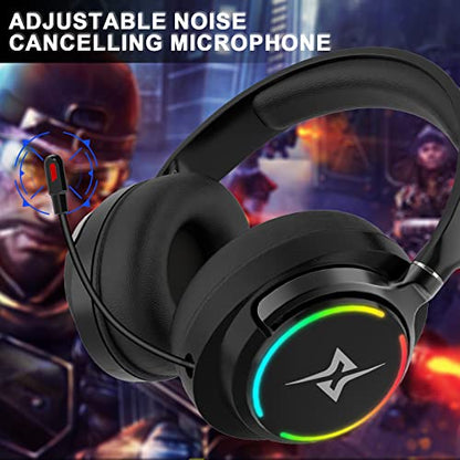 Gaming Headset with Microphone for PC, PS4, PS5, Xbox One, Xbox Series X|S - 3.5mm Jack Gamer Headphone with Noise Canceling Mic-907 Black