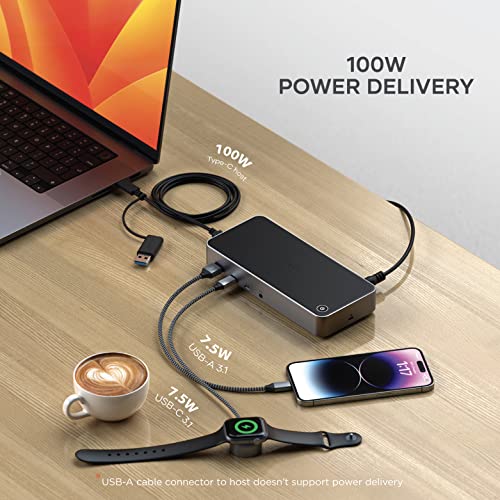 Satechi 13-in-1 Triple 4K USB-C Docking Station, 100W Charging, Audio Jack