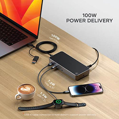 Satechi 13-in-1 Triple 4K USB-C Docking Station, 100W Charging, Audio Jack