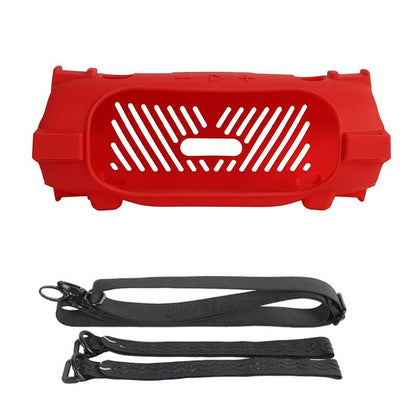 Silicone Case Cover for JBL Charge 6 Portable Bluetooth Speaker, Soft Protective Sleeve Travel Carrying Protective Cover Speaker Silicone Case with Shoulder Strap and Bike Strap (Red) - color: Red
