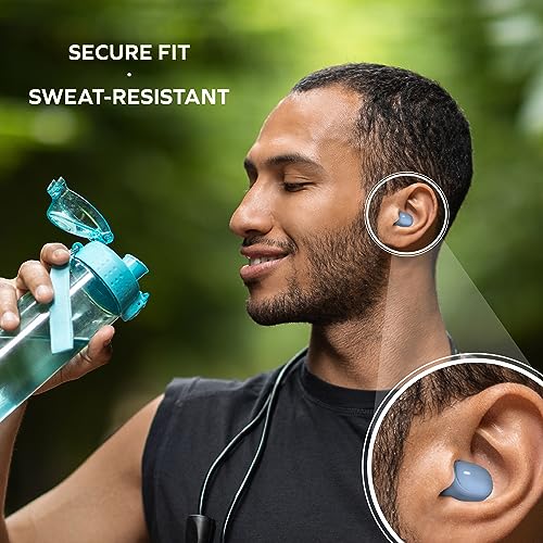 Mini Invisible Wireless Earbuds, Bluetooth 5.3, Mic & Charging Case, Blue | 12-HR Playtime, Touch Control, Sweat & Splash Resistant, Works with Siri, Alexa & Google, Compatible with iPhone & Android - color: D-Blue