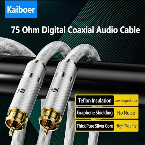 Digital Audio Coaxial Cable 6.5FT, Pristine Sound Quality, Crafted from 4N 99.998% Pure Silver, for high-end Audio Applications, Suitable for Mixing Consoles and Recording Studios - size: 6.5FT/2M