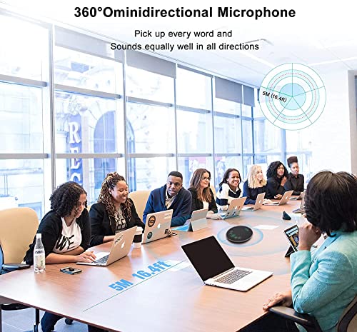 TONGVEO Bluetooth Speakerphone Conference Microphones, Wireless Conference Speaker 360°Voice Pick up with 4 AI Noise Cancellation Mics USB/Dongle/Bluetooth Connection 8 Hour Call Time for 8-12 People - color: Gray