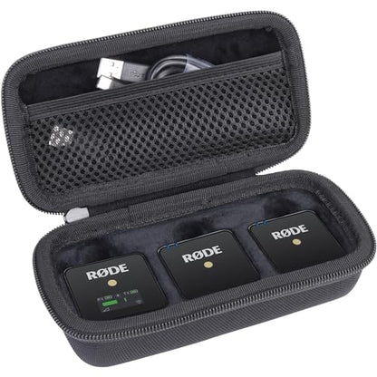 Aenllosi Hard Case for Rode ME/GO III/GO II Dual Channel Microphone, Black | EVA hard shell, Water-resistant design, Impact-resistant design, Protective case only - color: Black