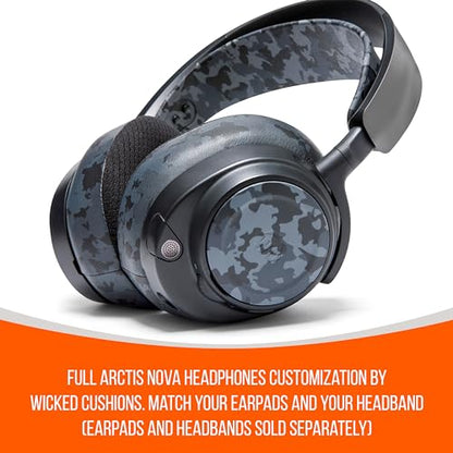 WC Side Plates for Arctis Nova Pro Wireless, Pro Wired & Nova Elite | Made by Wicked Cushions | Also fits Nova Pro Omni, 7, 7X & 7P | Black Camo - color: Black Camo