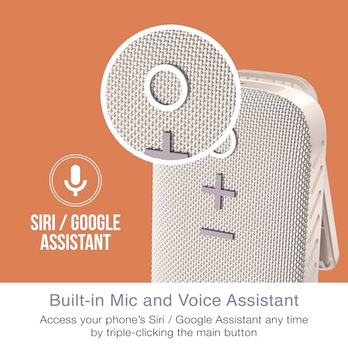 MEE Audio goSPKR Small Wearable Clip-on Bluetooth Speaker with IPX5 Water Resistance, Built-in Speakerphone with Microphone for Hands-Free Calls, Compact Design, Can Connect Up to 2 in Stereo (Beige) - color: Beige