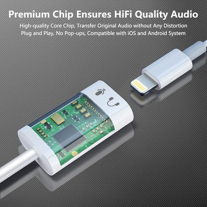USB C to Lightning Audio Adapter, USB C Male to Lightning Female Earphone Converter Compatible with iPhone 17/17Pro Max/16/15/15Pro Max, iPad Pro, iPad Air 6, MacBook and More(Audio Only, No Charge)