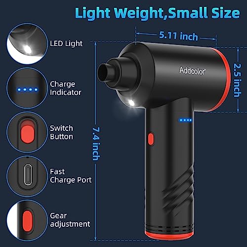Compressed Air Duster 6000mAh Battery - Electric Air Duster | Keyboard Cleaner 3 Adjustable Wind Speeds with LED, Dust Removing Installations for Cleaning Purposes
