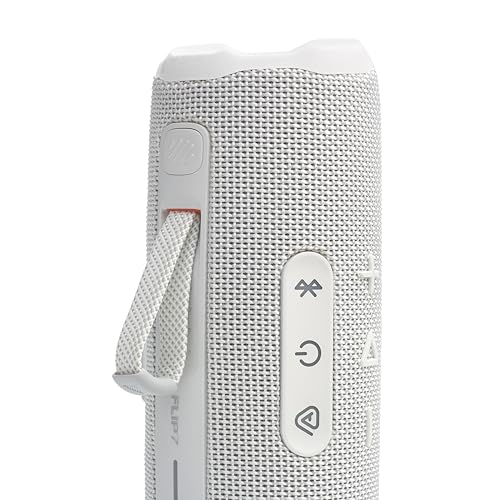 JBL Flip 7 Portable Bluetooth Speaker, Waterproof and Drop-Proof - White | Up To 16 Hours Playtime, IP68 Dustproof Build, Clip-On Loop, USB C Lossless Audio, Links With Other Speakers For Outdoor Use - color: White