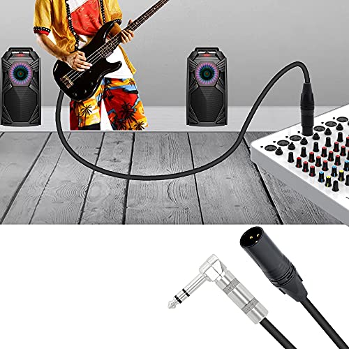 1/4 to XLR Cable 90 Degree Right Angle 6.35 mm TRS Male Plug to XLR Male Plug Audio Stereo Microphone Cable for Speakers, Stage, DJ and More（50cm）