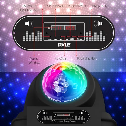 Pyle Wireless Portable PA Speaker System - 700 W Battery Powered Rechargeable Sound Speaker and Microphone Set with Bluetooth MP3 USB Micro SD FM Radio AUX 1/4" DJ lights - For PA / Party - color: Charcoal