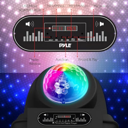 Pyle Wireless Portable PA Speaker System - 700 W Battery Powered Rechargeable Sound Speaker and Microphone Set with Bluetooth MP3 USB Micro SD FM Radio AUX 1/4" DJ lights - For PA / Party - color: Charcoal