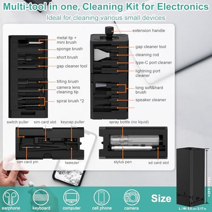 VICHYIE 32 in 1 Multi-Function Cleaning Kit for Electronic Devices (Black) - color: Black