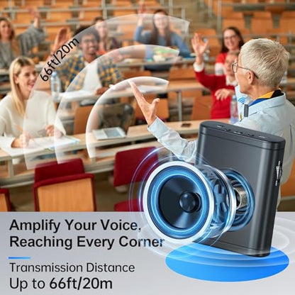 Moman Voice Amplifier for Teachers with Wireless Lavalier Microphone, Zero Whistling, Low Latency, Portable Meagaphone Speaker Mic for Classroom Meeting - color: Black