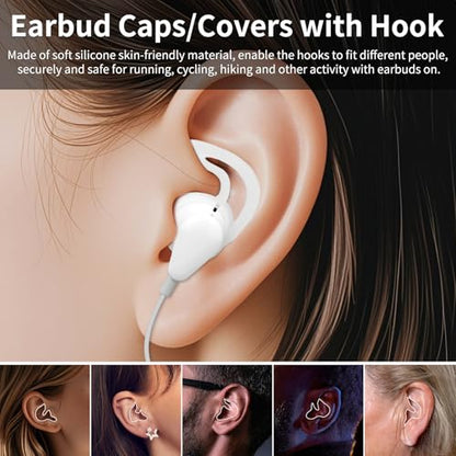 APETOO Earbuds Covers/Caps with Hook for Earpods, Soft Silicone Earplugs | with Flexible Wings Ear Loops for Airpods 1&2, Half In-ear Earbuds, 1 Pair, Transparent-White/Translucency