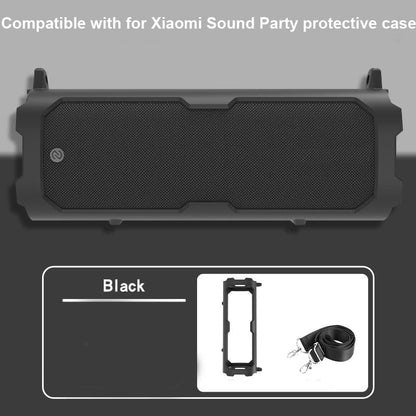 Silicone Case Cover for Xiaomi Sound Party Speaker, Soft Protective Sleeve Skin Cover Travel Protective Carrying Holder with Shoulder Strap Shockproof Anti-Drop Full Protection (Black) - color: Black