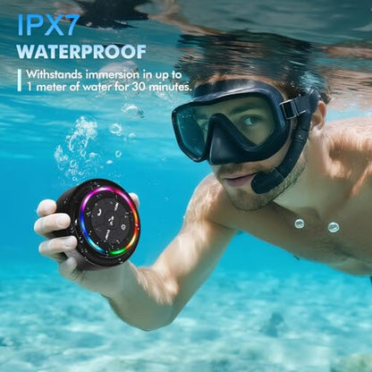 Bluetooth Shower Speaker, Portable LED Wireless Speaker Gift for Men Teens