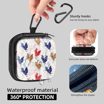 Square Data Cable Earbud Charger Coin Storage Bag Shockproof and Drop-Proof EVA Material Compatible with AirPod(Rooster) - color: Rooster