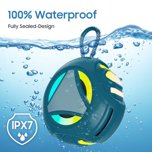 Bluetooth Shower Speake Waterproof，Portable Outdoor Bluetooth Speake with RGB Lights，IPX67 Floating，Built-in Mic，24Hrs Playtime，True Wireless Stereo，Gifts for Teens Boy Girls Women Men - Blue - color: Blue
