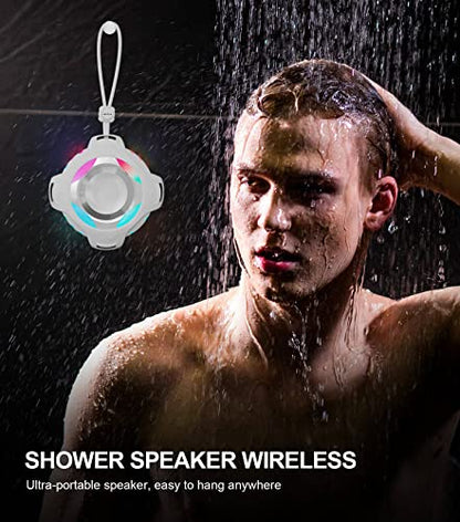 comiso Shower Bluetooth Speaker, IPX7 Waterproof Speaker with LED Light | Portable Speaker with Punchy Bass and Loud HD Sound, Floating, Lanyard, 2000mAh for Travel, Beach, Kayak, Gift for Men, Women - color: Space Gray