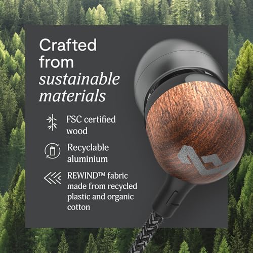 House of Marley Smile Jamaica USB-C Wired Earbuds with Microphone, in-Ear Headphones, 9.2mm Driver, Tangle-Resistant Cable, Plug-and-Play Earphones for Smartphones, Tablets & Laptops (Black) - color: Signature Black