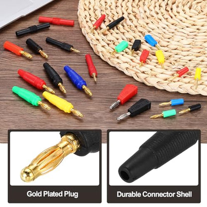 MECCANIXITY 8 Pcs 4mm Banana Plugs, 20A 9.5mm OD 53.8mm Length Speaker Wire Cable Plug Connectors, Banana Jack Connector for Speaker Wire Audio Cable, Black&Red
