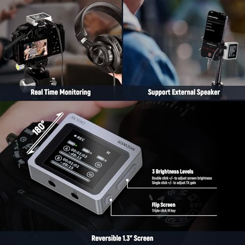 Neewer CM31 Wireless Lavalier Microphone with 8GB Storage 820ft Range 48KHz 24Bit Noise Cancelling Compatible with iPhone iPad Android PC Camera YouTube/TikTok Stream Podcast Interview - style: CM31