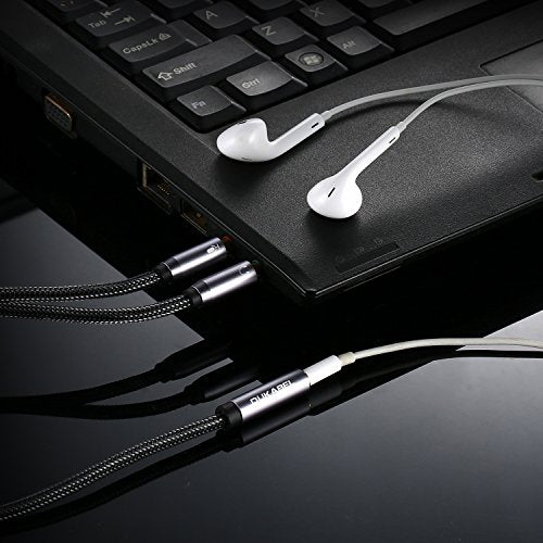 Headphone Mic Splitter for PC, 3.5mm TRRS Female to Dual Male Adapter-30CM - size: 12 inches