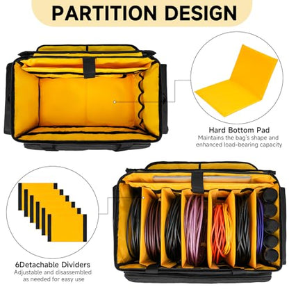 Large DJ Equipment Bag with 6 Detachable Dividers,DJ Cable File Bag with Laptop and Microphone Slots,Travel Dj Gig Organizer Bags for DJ Gear,Musicians, Professional and Dj Accessories( 21.5"×12"×11") - size: L( 21.5"×12"×11")