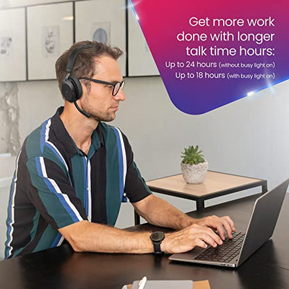 Jabra Evolve2 75 MS Wireless Headphones - Compatible with Zoom, Teams Webex, Phone Calls, 25 Hour Battery, USB-A Bluetooth Dongle for PC, Laptop, MAC, Mobile Wallet, Global Teck Gold Support Plan - color: Black, style: Evolve2 75 STEREO
