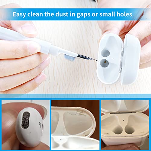 Cleaner Kit for AirPods 1 2 3 Cleaning Tool for Removing Ear Wax/Dirt/Gunk | Included Metal Tip, Soft Brush & Flocking Sponge to Clean Wireless Earbuds, Charging Case, iPhone, Keyboard & Electronics