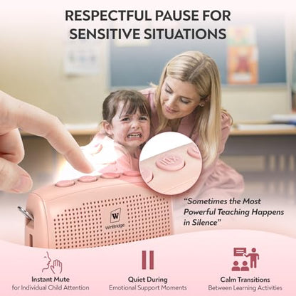 WinBridge Voice Amplifier with Bluetooth, Portable Speaker and Microphone Set | Wireless Mic Headset Speaker for Teachers, Tour Guide, Publick Speaking, Fitness Instructors, Features Mute, WB002 Pink - color: Pink