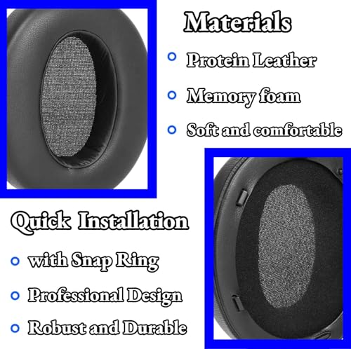 Ear Pads Replacement Ear Cushions for Sony WH-XB910N Headset | Headband Earpads with Protein Leather, Noise Isolation Foam Accessories- Black
