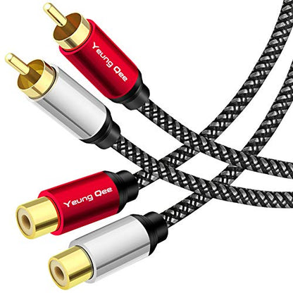 2RCA Male to 2RCA Female Extension Cable 10 ft, 2 RCA Extension Cable Nylon Braid 2 RCA Male to 2 RCA Female Stereo Audio Extension Cord(10FT/3M) - size: 10 ft