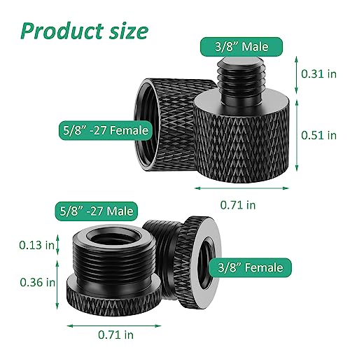 Mic Stand Adapter 5/8 Female to 3/8 Male and 3/8 Female to 5/8 Male Screw Thread Adapter for Tripod Stand Mic Mount ect 8 Pack by Rigych - color: 3/8 & 5/8