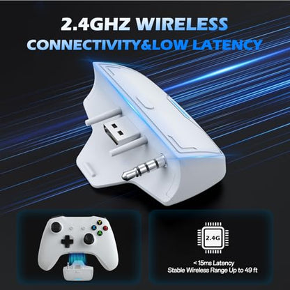 BINNUNE Wireless Gaming Headset for Xbox Series X/S, Xbox One, PS5, 120H Ultra-Long Battery, Bluetooth 5.3 Gaming Headphones with Noise-Canceling Mic, Comfortable Over-Ear Headphones,White - color: White