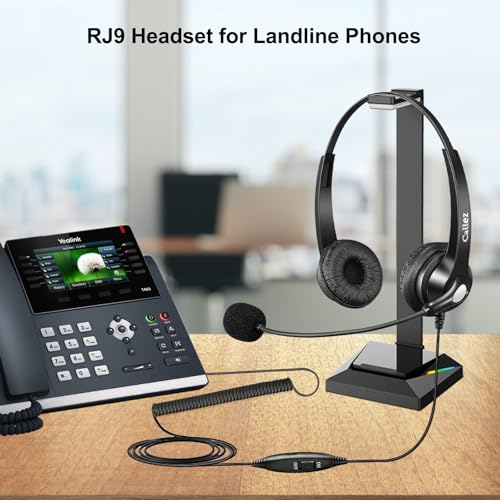 Callez RJ9 Yealink Phone Headset with Microphone Noise Cancelling | Office Telephone Headset Works with Yealink T20P T21P T26P T23G T46S T48S T53W T54W Avaya 1608 9608 9611 Grandstream Phones