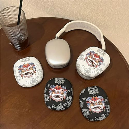 Case Compatible with AirPods Max Headphones, Cute Anime Lion Soft TPU Anti-Scratch Protective Ear Cup Covers Headphone Cases for Woman Kids Man - color: Black Lion