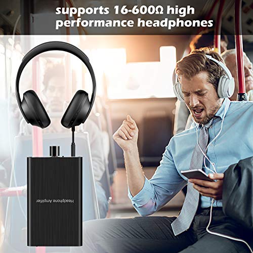 MYPIN Headphone Amplifier with Bass Boost, Support 3.5mm AUX and Type-C 16-600Ω Headphone -3.5mm Stereo Audio Out, GAIN, Bass for Mac, Phones, iPad, MP3, MP4 and Computers,Xbox one,PS4,PS5 Controller