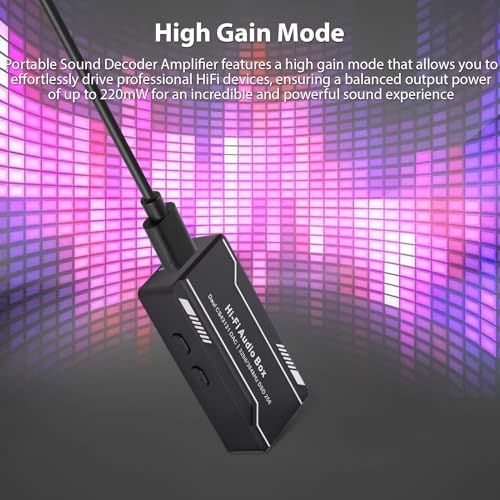 Tissting Portable DAC Amplifier with 4.4mm & 3.5mm Jacks - High Gain Mode, Balanced Output 220mW for Smartphone, Computer, Tablet, HiFi Headphones Lossless Audio Playback