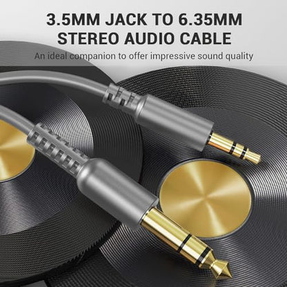 OneOdio 6.35mm to 3.5mm 6.6-9.8FT Stereo Adapter Cable Compatible with AMPs, Electronic Keyboards, Mixers, Guitars and Pro10/Pro30/Pro50 Headphones of OneOdio-Gray - color: Grey