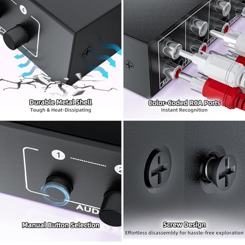 4-Way RCA L/R & 3.5mm Stereo Audio Splitter 1 in 4 Out