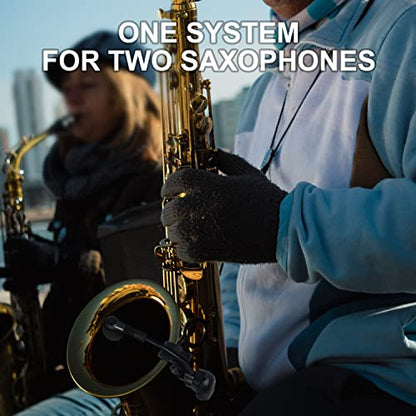 SGPRO D-333T Dual Wireless Gooseneck Saxophone Microphone Set | Dual clip-on condenser set, Preset EQ and echo, 262 ft range, Rechargeable, 4.5 hr runtime, Sax and brass, Live and recording - color: D-333T | Standard Dual Set