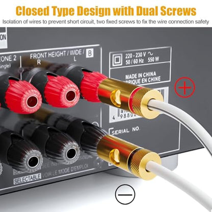 12 Pairs Speaker Banana Plugs, 24K Gold Plated Banana Plug for Speaker Wire, Home Theater, Wall Plate, for 12–18 AWG Wire