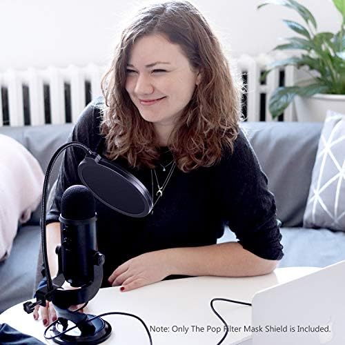 Neewer Professional Microphone Pop Filter Shield Compatible with Blue Yeti and Any Other Microphone, Dual Layered Wind Pop Screen With A Flexible 360 Degree Gooseneck Clip Stabilizing Arm | Compatible with Blue Yeti and Other Mic, Dual Layered Wind Pop Sc